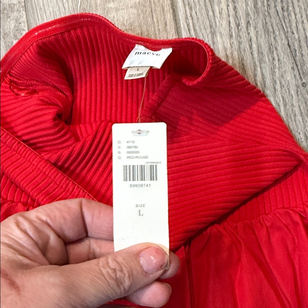 Maeve Red Strapless Bubble Hem Peplum Top Size‎ Scandi Girl Size Large NWT - Picture 7 of 8